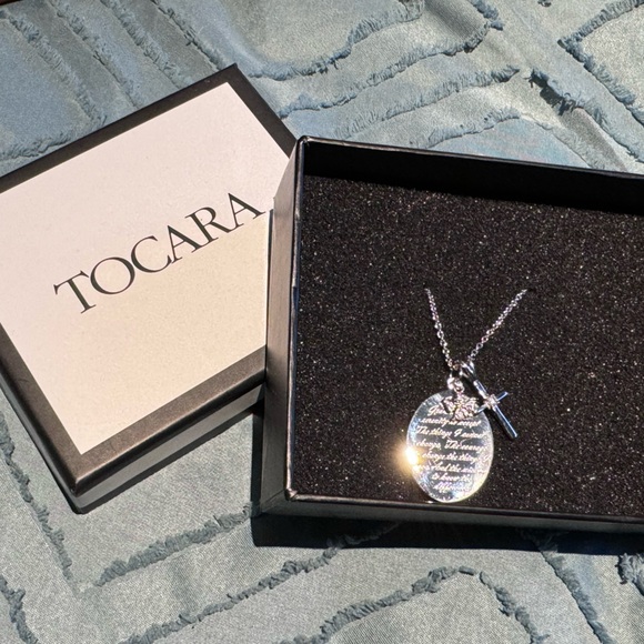 TOCARA Serenity Prayer necklace 18” + 2” s.steel diami diamond - Picture 5 of 7